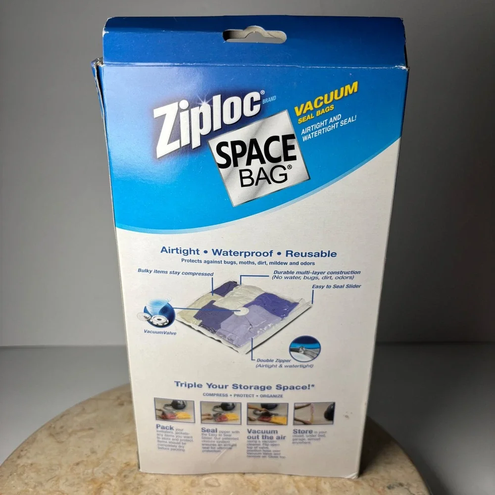 Ziploc Space Bag Vacuum Seal Bags 2 Medium Clear Airtight Storage Reusable‎